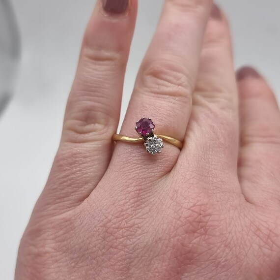 Vintage - Antique - ruby and diamond ring - engag… - image 4