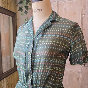 Vintage 1950s Sheer Floral Shirtwaister by Styled by Lynbrook – UK 10