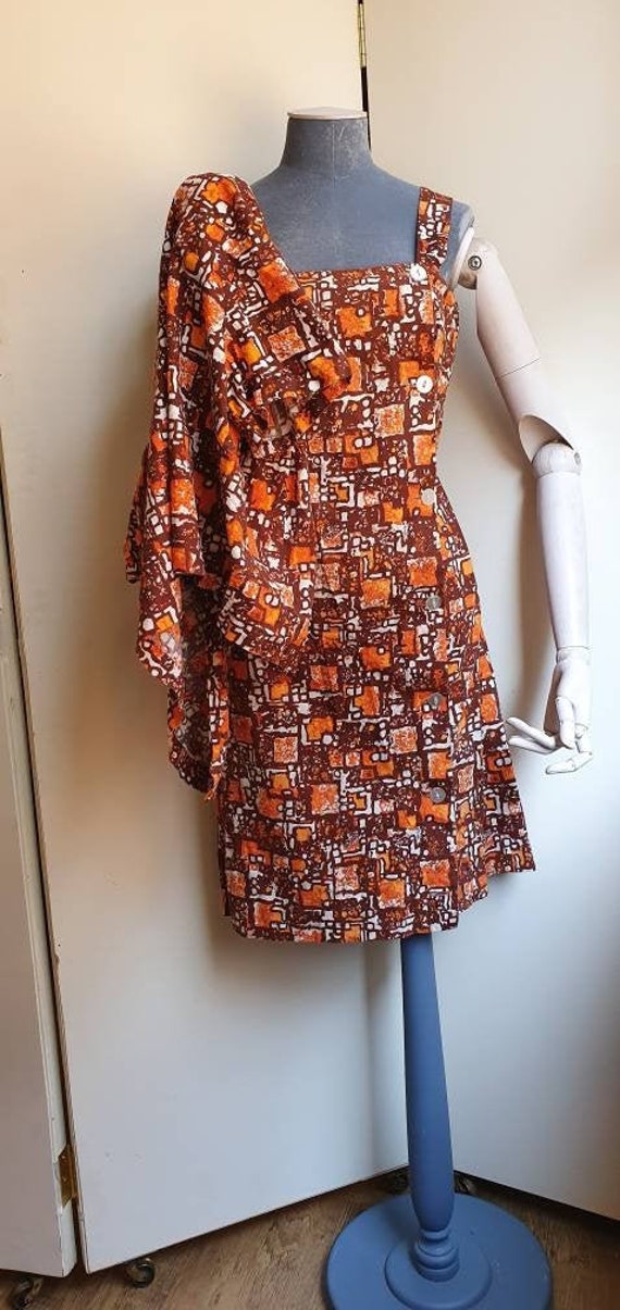 Vintage 1950s abstract print cotton dress