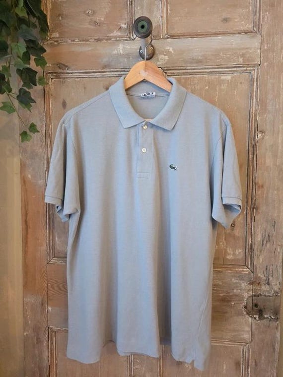 Lacoste, Vintage Lacoste Polo Shirt – Light Grey Cotton – Men’s Size Medium