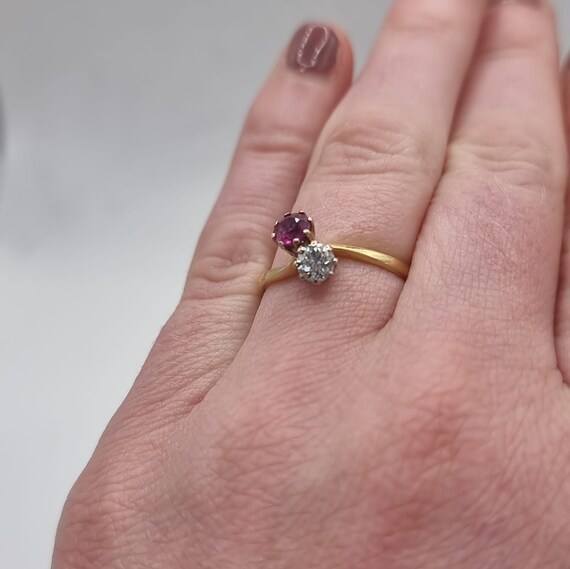 Vintage - Antique - ruby and diamond ring - engag… - image 3
