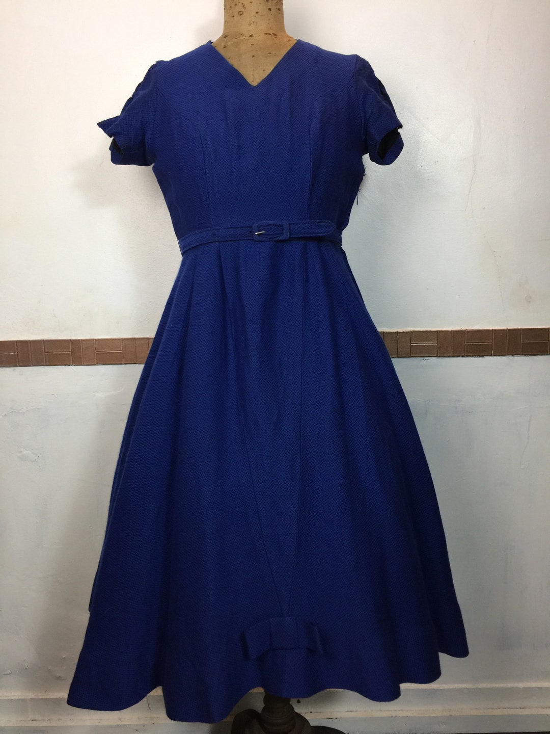 Original Vintage 1950s Square Skirted Wool Mix Dress. Uk8/10 - Etsy