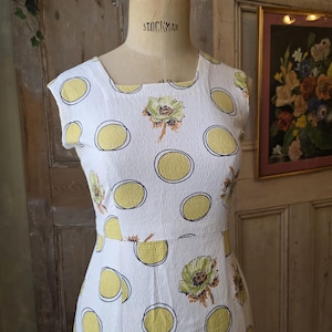 Vintage 1960s novelty butter yellow - Mod Cotton Wiggle Shift Dress