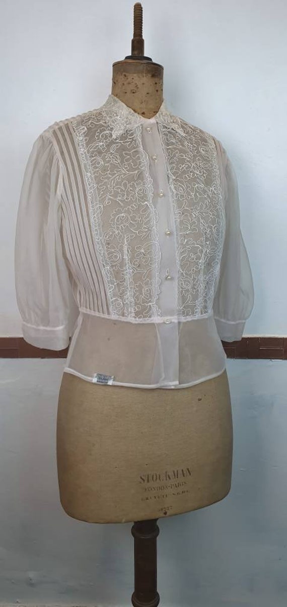 Original 1940s white soutache blouse