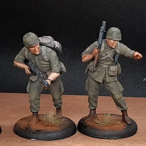Painted Miniatures - US Soldiers Vietnam War, 4 Figures, Scale 1:35