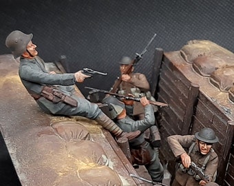 Bemalte Miniaturen - Nahkampf 1/35, 5 Figuren aus den 1970er Jahren