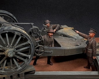 Miniaturas pintadas - Howitzer WW1 BL Howitzer de 8 polegadas + tripulação (4 figuras) Escala 1:35