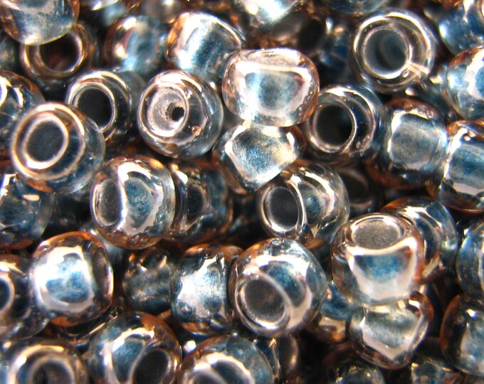 11/0 Round Clear/Blue lined Miyuki Seed Beads 16gms.