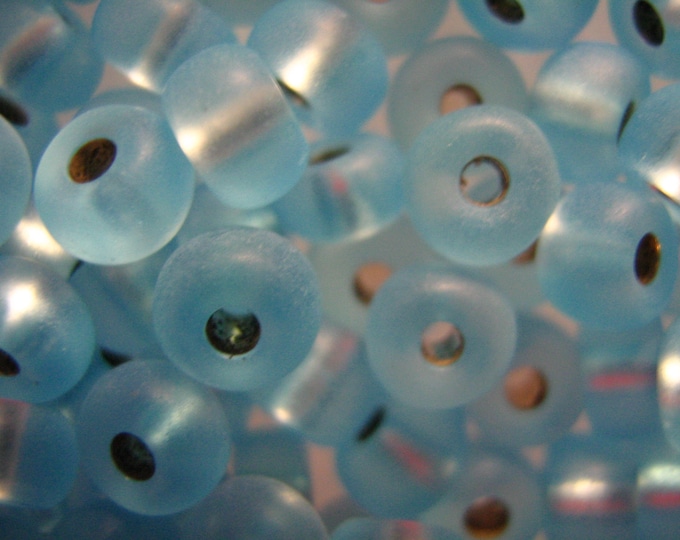 6/0 CZECH semi-matte Aqua Seed Beads #189 10gms.