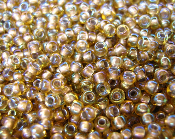 11/0 Amber/Iris Clear Miyuki Round Seed Beads 16gms