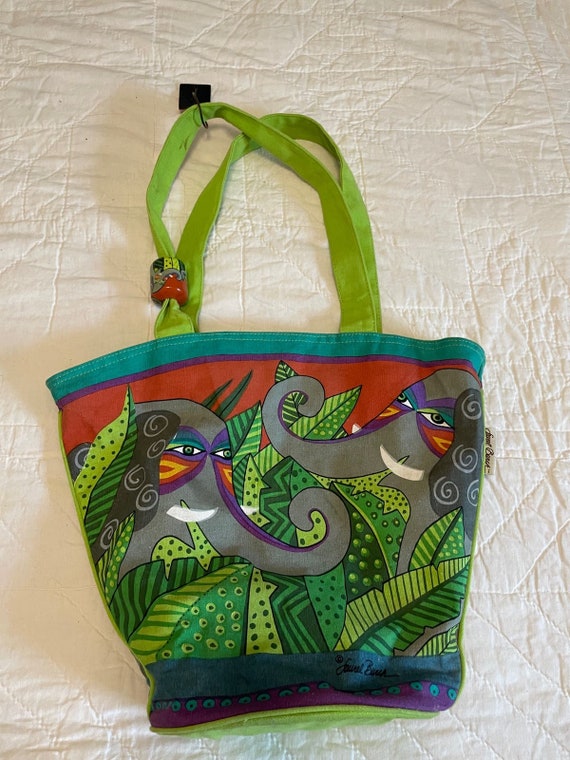 Retired Laurel Burch Jungle Elephants tote - image 1