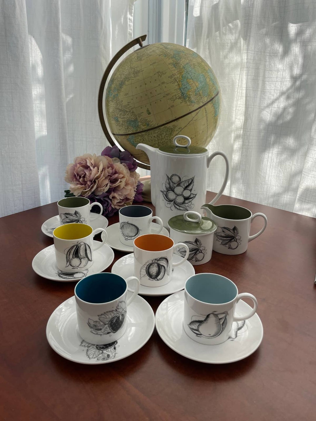 Susie Cooper Black Fruit Tea Set 17 Pcs Etsy