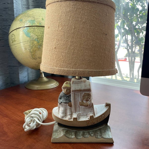 Nautical Sailor Boat  Stoneware Table lamp marked PZ172