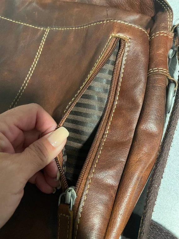 Jack Georges Slim Leather Crossbody w/zippered fr… - image 10