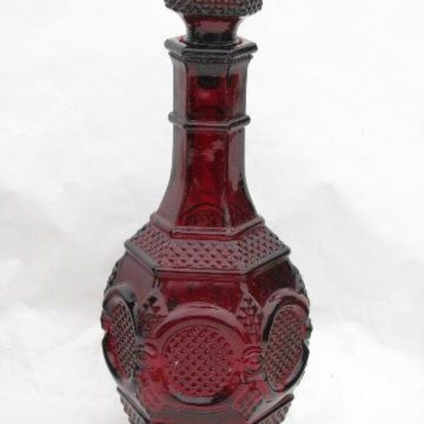 REDUCED Vintage Avon Cape Cod ruby red glass decanter bottle FREE SHIPPING