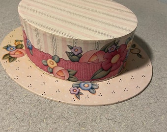 Mary Engelbreit Hat Gift or storage Box - New Floral Stripes