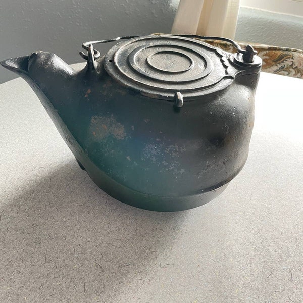 Vintage large black Cast Iron kettle