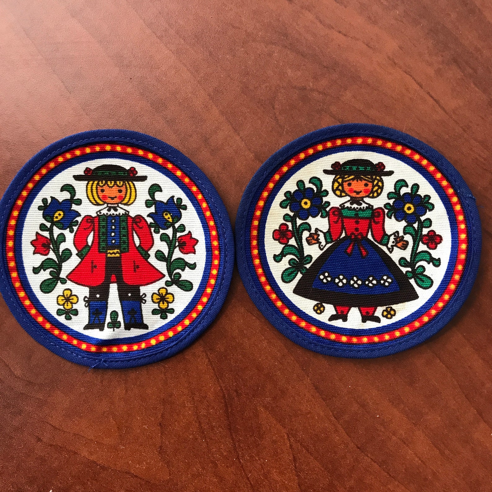 Vintage Dutch Fabric coasters 6pcs Etsy