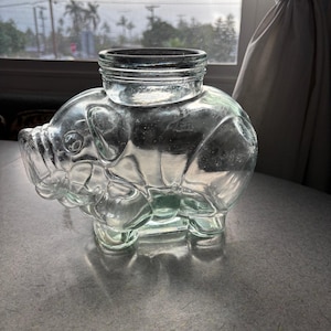 Vintage Libbey Glass Pig Jar: 5 Gallon CLEAR PIG Bottle Without a