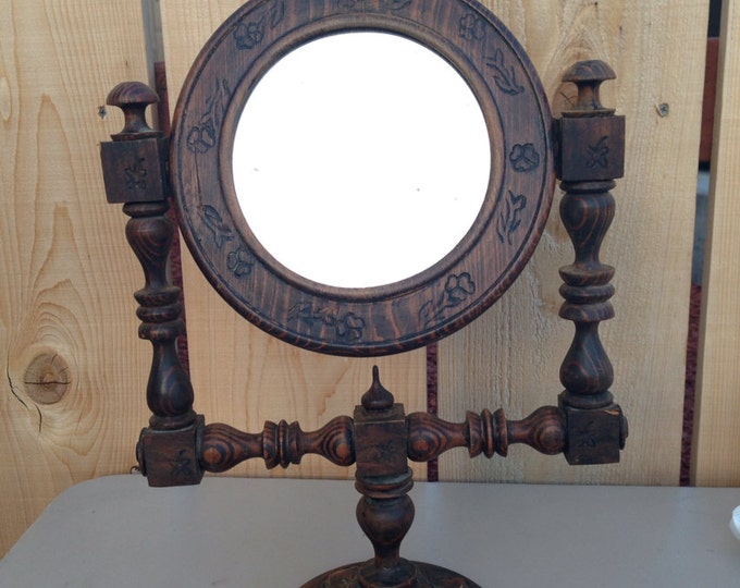 Vintage Wooden Standing Mirror Etsy