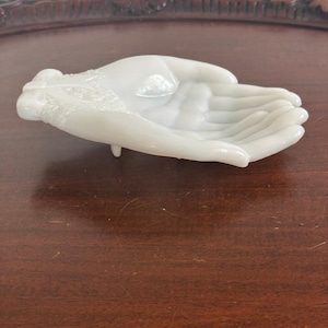Vintage Avon Milk Glass Open Hands Trinket/Soap Dish