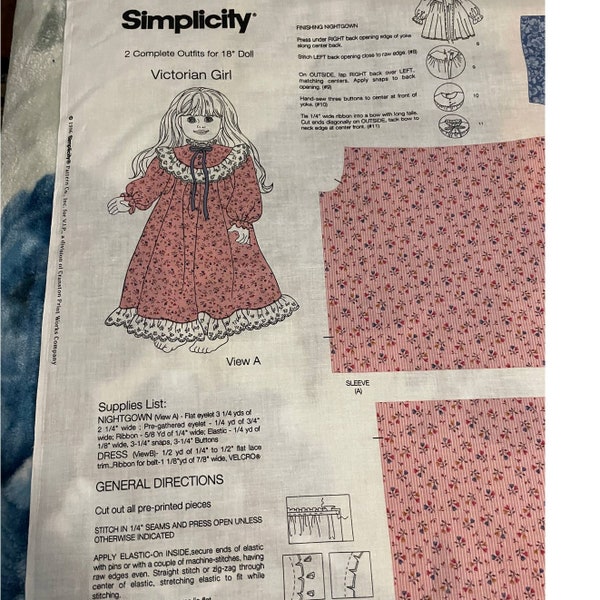 Simplicity 18 inch Victorian Girl dress Pattern