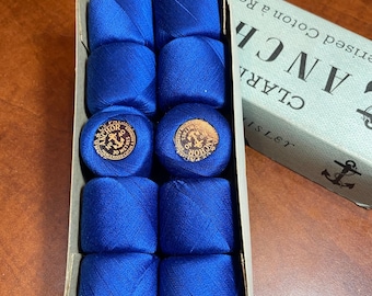 Vintage Anchor's Box of 12 Embroidery floss balls Color Blue