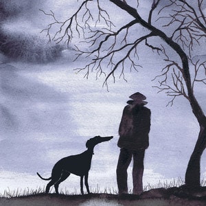 TARJETA DE FELICITACIÓN - 'Pasear al perro' -Feliz cumpleaños - Galgo