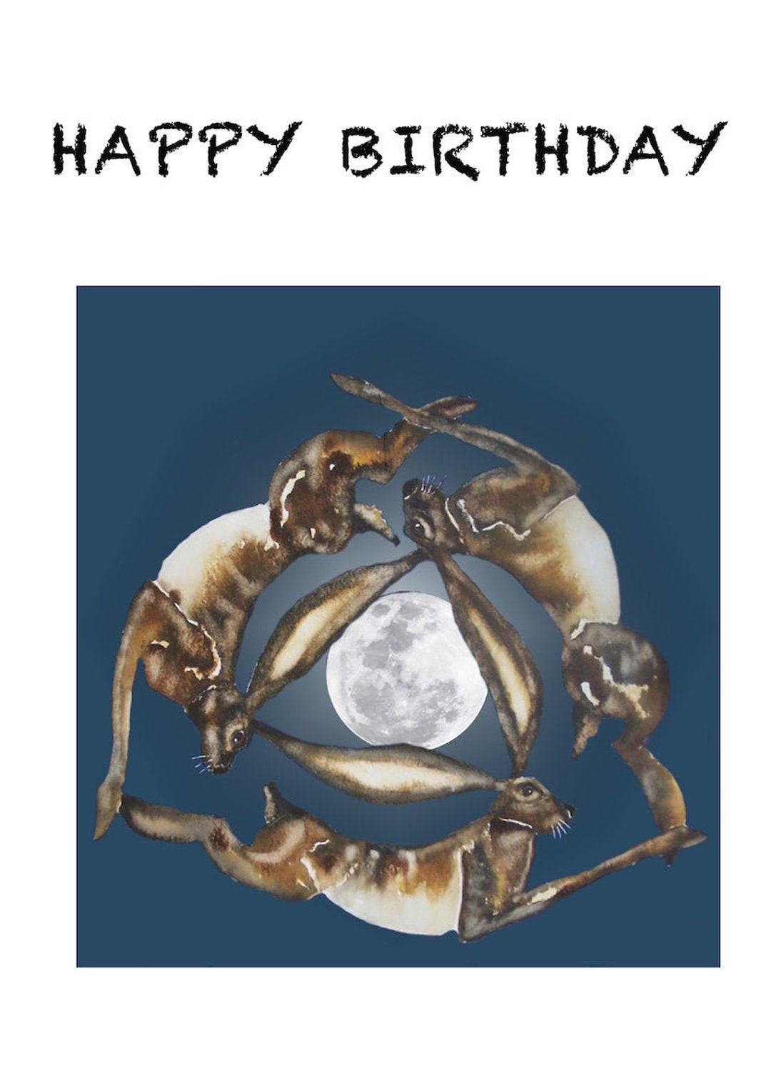 GREETINGS CARD - Happy Birthday - Hare Rabbit - Etsy