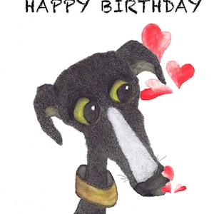 WENSKAART - Gelukkige Verjaardag - windhond whippet