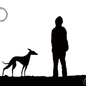 WENSKAART - "De hond wandelen" - Windhond