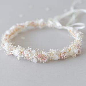 Romantic flower crown with dried flowers. Bridal flower hair wreath,  fairy crown, wedding headband,  meadow headpiece, floral halo