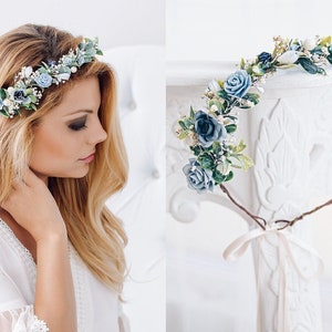 Flower Crown Baby's Breath, Bridal headpiece,Hair Wreath,Fairy Crown,Wedding Hair Accessories Headband in white, ivory, baby blue, navy blue