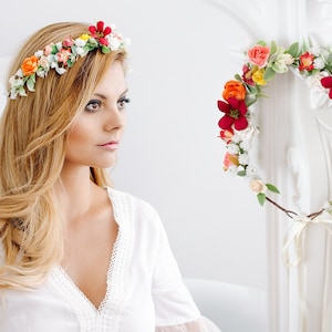 Hochzeit Blumenkranz Haarband Stirnband Blüten geflochten Kopfschmuck Neu