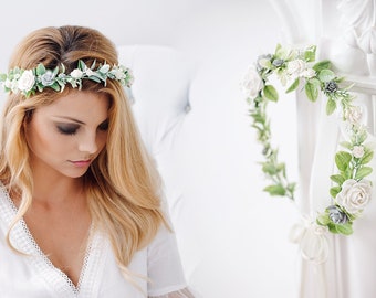 Braut Blumenkranz Hochzeit Haarband Blumen Haarschmuck Elfenkrone, Boho - Hippie Kopfschmuck Haar Blüten, Stirnband Oktoberfest