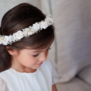 Romantic flower crown with baby&#39;s breath and dried flowers. Bridal flower hair wreath,  fairy crown, wedding headband, meadow headpiece