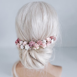 Flower Crown Baby&#39;s Breath, Bridal headpiece, Hair Wreath, Fairy Crown,Wedding Hair Accessories Headband in dusty pink, mauve, rose, blush