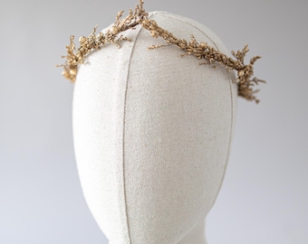 Gold Elf Tiara. Elven Forest Headpiece with dried lavender. Fairy Crown Wedding Flower Crown. Woodland Tiara & Fantasy Crown. Queen tiara