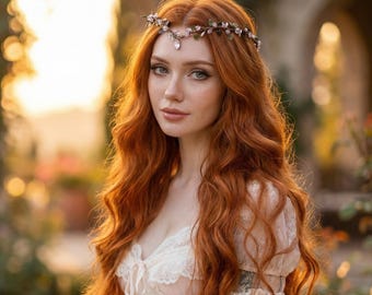 Tocado de bosque élfico - Tiara de elfo - Corona de hadas - Corona de flores para boda - Tiara de bosque - Corona de festival renacentista y fantasía