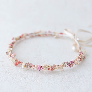 Thin flower crown with dried flowers. Bridal flower hair wreath,  fairy crown, wedding headband,  meadow headpiece, romantic floral halo
