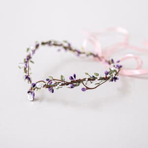 Elf Tiara Fairy Crown - Elven Forest Headpiece - Flower Crown in purple and green