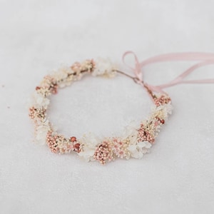 Romantic flower crown with dried flowers. Bridal flower hair wreath,  fairy crown, wedding headband,  meadow headpiece, floral halo
