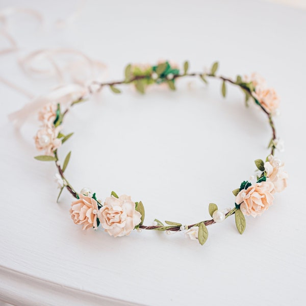 Braut Blumenkranz Haarkranz Hochzeit Haarband Blumen Haarschmuck Rosen Boho Hippie Kopfschmuck Haar Blüten Stirnband Dirndl Schmuck