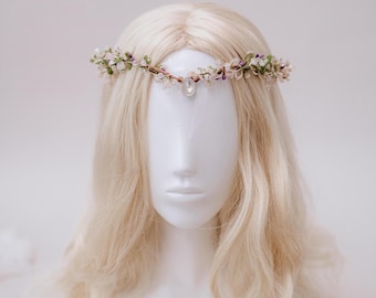 Tocado de bosque élfico - Tiara de elfo - Corona de hadas - Corona de flores para bodas - Tiara de bosque - Corona de festival renacentista y de fantasía