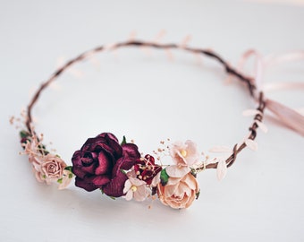 Braut Blumenkranz Haarkranz Hochzeit Haarband Blumen Haarschmuck Rosen Boho Hippie Kopfschmuck Haar Blüten Stirnband Dirndl Schmuck