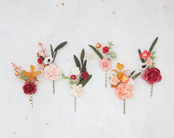 Boho bridal hair pins, wedding headpiece, floral bobby pins, dry flowers, preserved eucalyptus and baby's breath