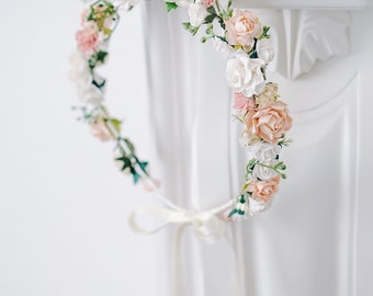 Blumenkranz Stirnband Rosa - Verstellbarer Blumenkopfschmuck Für Hochzeit & Festival