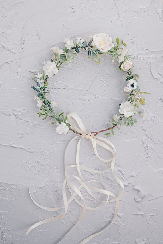 Gorgeous Wedding Elegant Cream Floral Headband MONA | Floral bridal headband main image 4