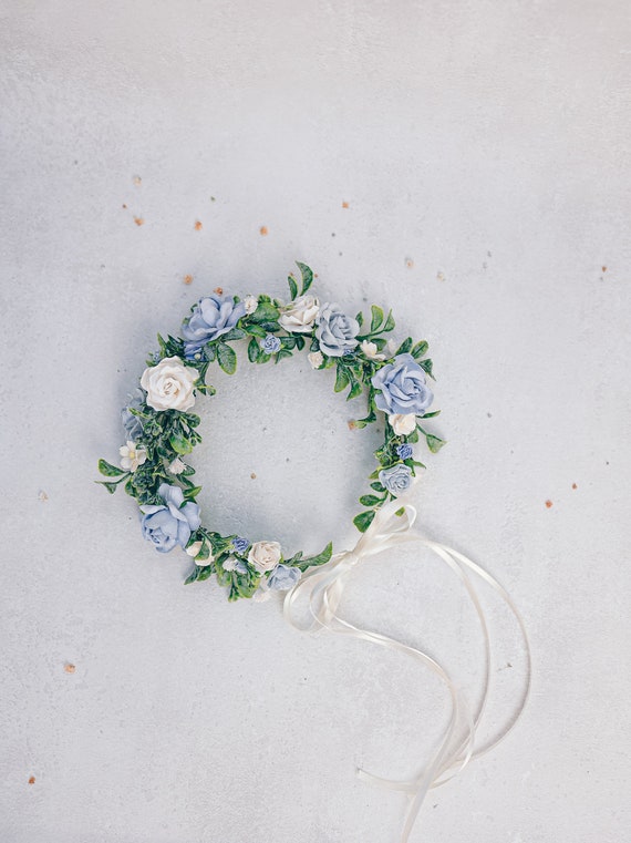Corona Di Fiori Con Rose E Peonia, Fascia Per Capelli Boho Regolabile, Perfetta Per Matrimonio, Festa O Cerimonia (bianco Elegante) - 3