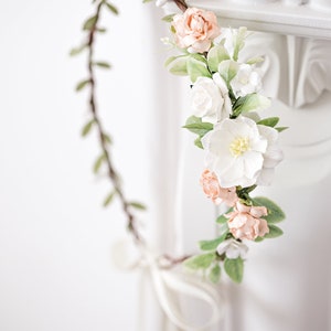 Handgefertigte Blumenkrone Aus Kunstblumen – Haarband Für Hochzeit, Festival, Cosplay, Weiß, Floraler Kopfschmuck